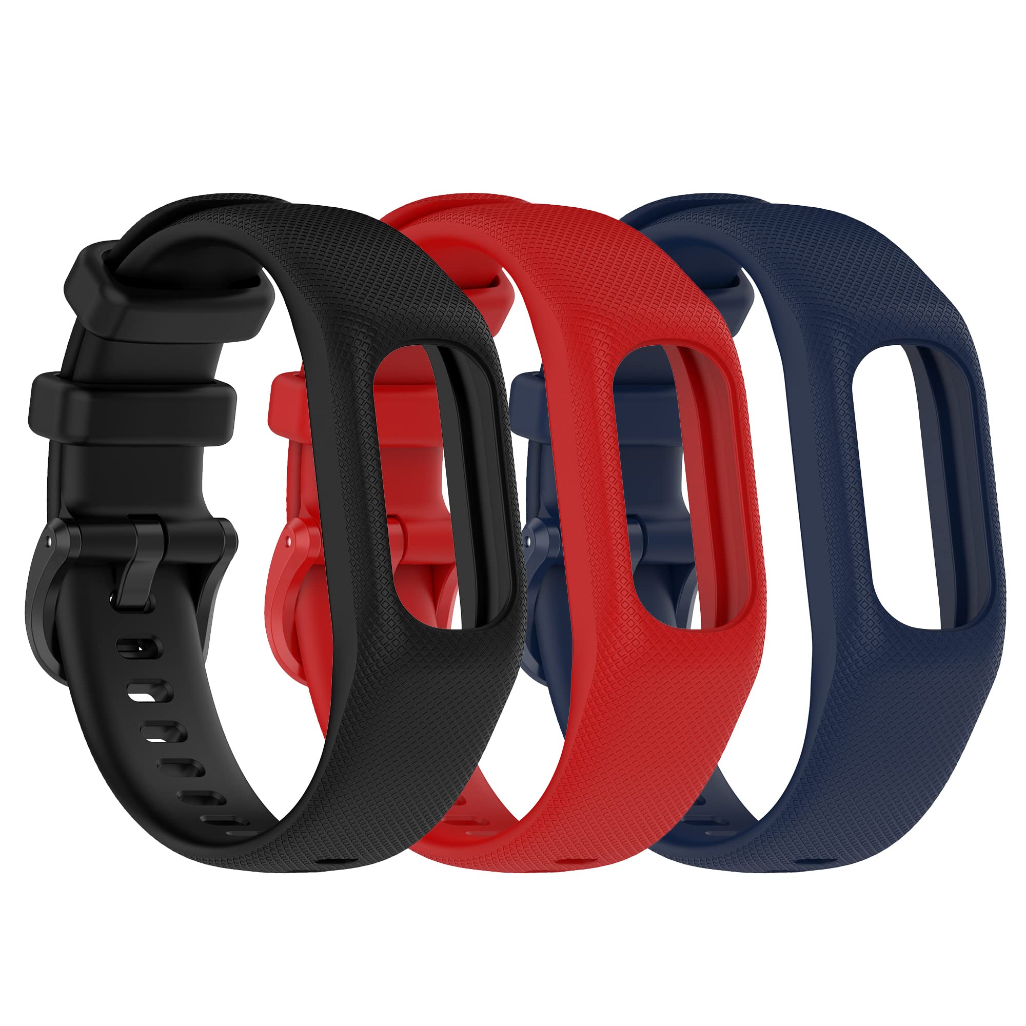 Gheper 3PCS Soft Silicone Bands Compatible with Garmin Vivosmart 5 Straps Replacement Wristbands Bracelet Band Case Cover for Women Men, Small/Large Size