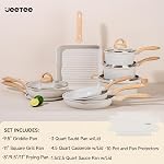 JEETEE Pots and Pans Set Nonstick Kitchen Cookware Sets Induction Granite Cooking Pot Set w/Frying Pan, Saucepan, Sauté Pan, Egg Pan, Cooking Pots, PFOA Free (Beige 23 Pcs)