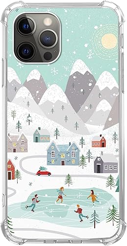 Winter Village House - Funda para teléfono compatible con iPhone 13 Pro, divertida funda de Navidad para hombres, niñas, mujeres, niños, a prueba de
