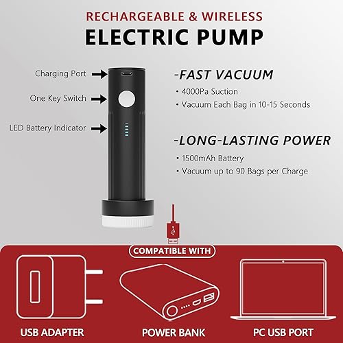Miniatura 4 de Paquete de 18 bolsas de almacenamiento al vacío de viaje para ropa con bomba eléctrica recargable, cubos de embalaje de compresión para maletas de
