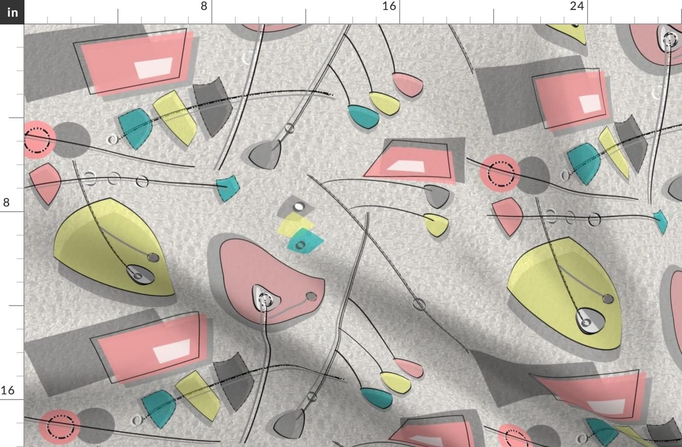 Spoonflower Fabric - Mid Century Modern Pastel Colors Atomic Era Inspired Retro Vintage Printed on Organic Cotton Sateen Fabric by The Yard - Sewing Quilting Apparel Home Decor