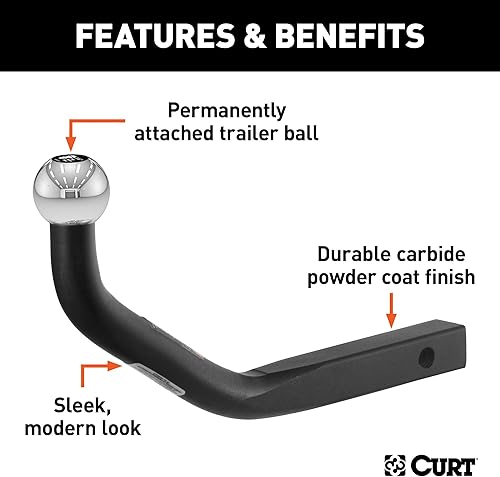 Miniatura 3 de CURT 45591 Euro - Soporte de enganche de remolque con bola de 1-7/8 pulgadas, se adapta a receptor de 1-1/4 pulgadas, 3,500 libras, altura de 5-1/8