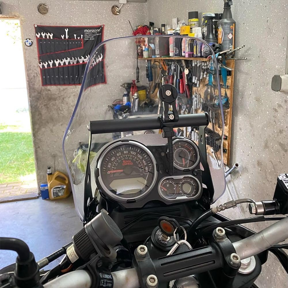 for Himalayan BS4 2016-2021 Motorcycle GPS Vehicle Mounts, Carbon Steel Smartphone Stand Holder w/ 12mm Bar, Anti-Vibration Phone Holder for Navigation