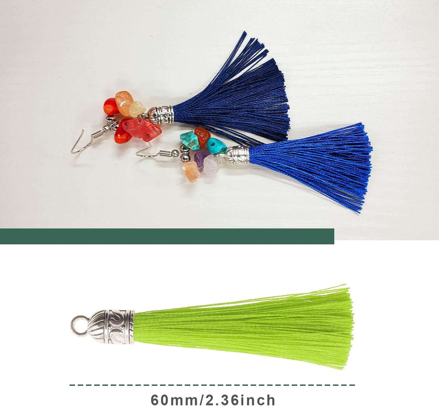 Create idea 120pcs Keychain Tassel Pendant with Metal Cap for Earring Bracelet Necklace DIY Projects Craft Jewelry Making Supplies Colorful Silky Tiny 30 Colors