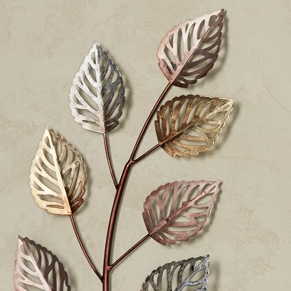 Glistening Leaves Metal Wall Art - Multi Metallic - Set of Two - Matching Set of 2