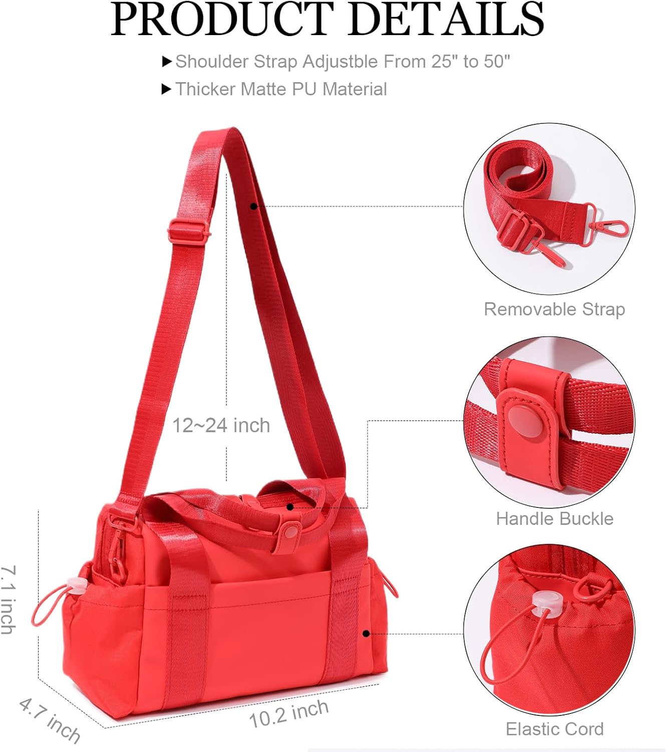 Bucosd Small Gym Bag for Women, Mini Crossbody Gym Duffle Bag with Wet Compartment, Carry on Gym Tote Bag for Workout Dance Sport Travel (Mini-Red)