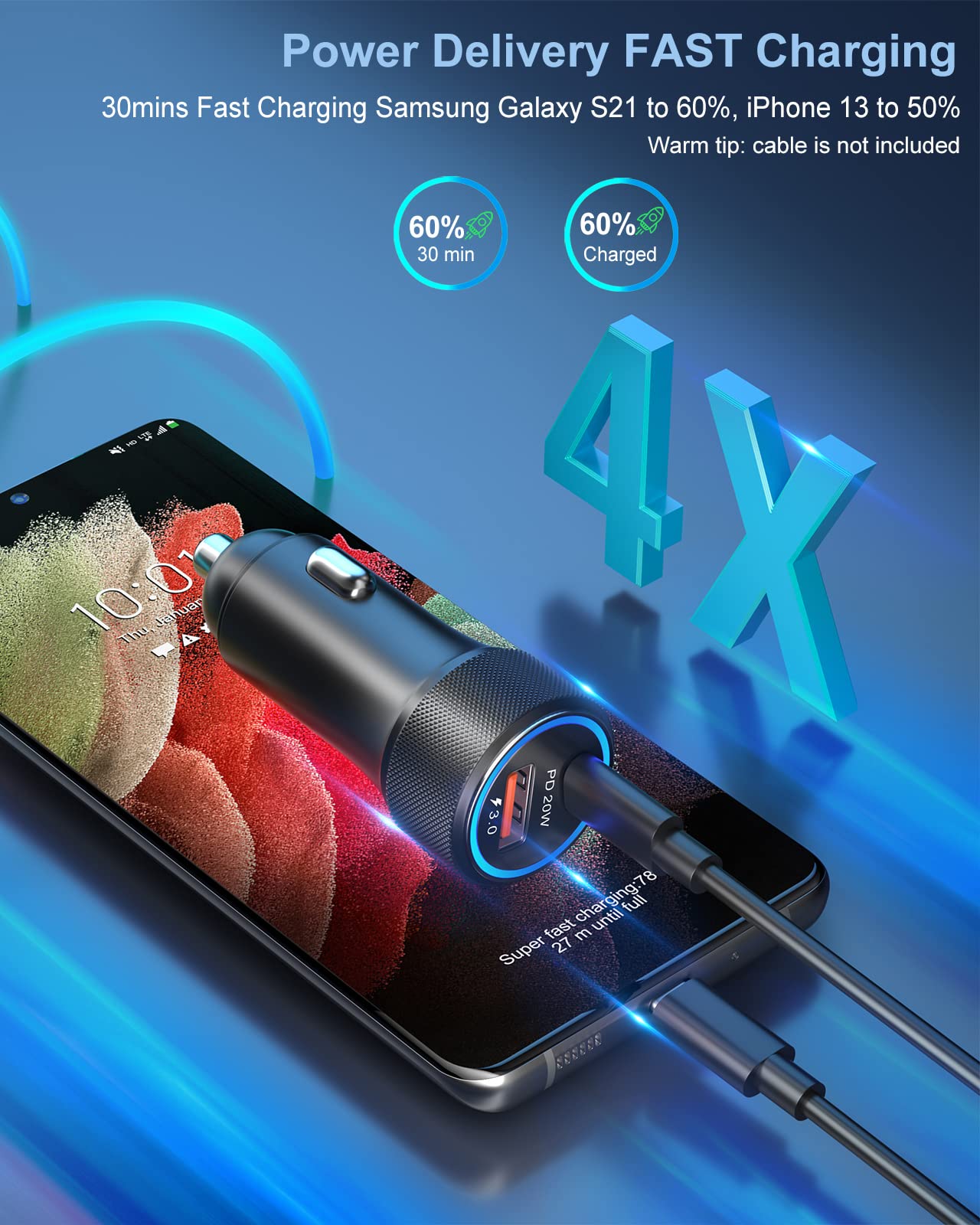 USB C Car Charger 2 Pack, 38W 12V USB Car Phone Charger Adapter PD/QC Fast Charging Cigarette Lighter Plug for iPhone 16 15 14 13 12 11 Pro Max, iPad, Android Samsung S24 S23 S22 A15, Pixel 9 8 7 6