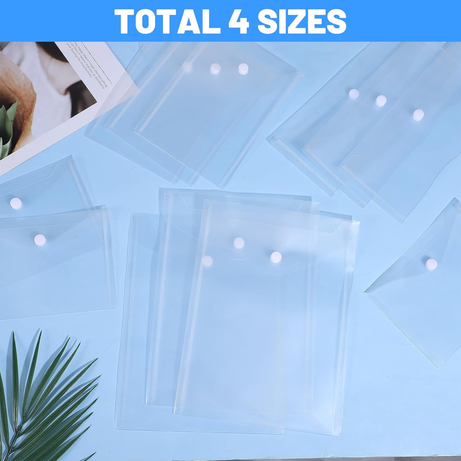 80 PCS Sticker Storage Organizer, Small Plastic Envelopes with Snap Closure, Clear Poly Envelopes for Sticker Storage, Washi Tape, Photos, Receipts, Craft Supplies (4 Sizes)