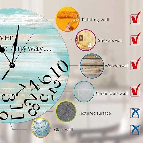 Miniatura 7 de Reloj de pared redondo de madera de 12 x 12 pulgadas, estilo rústico vintage, elegante, silencioso, sin tictac, con números arábigos, para sala de