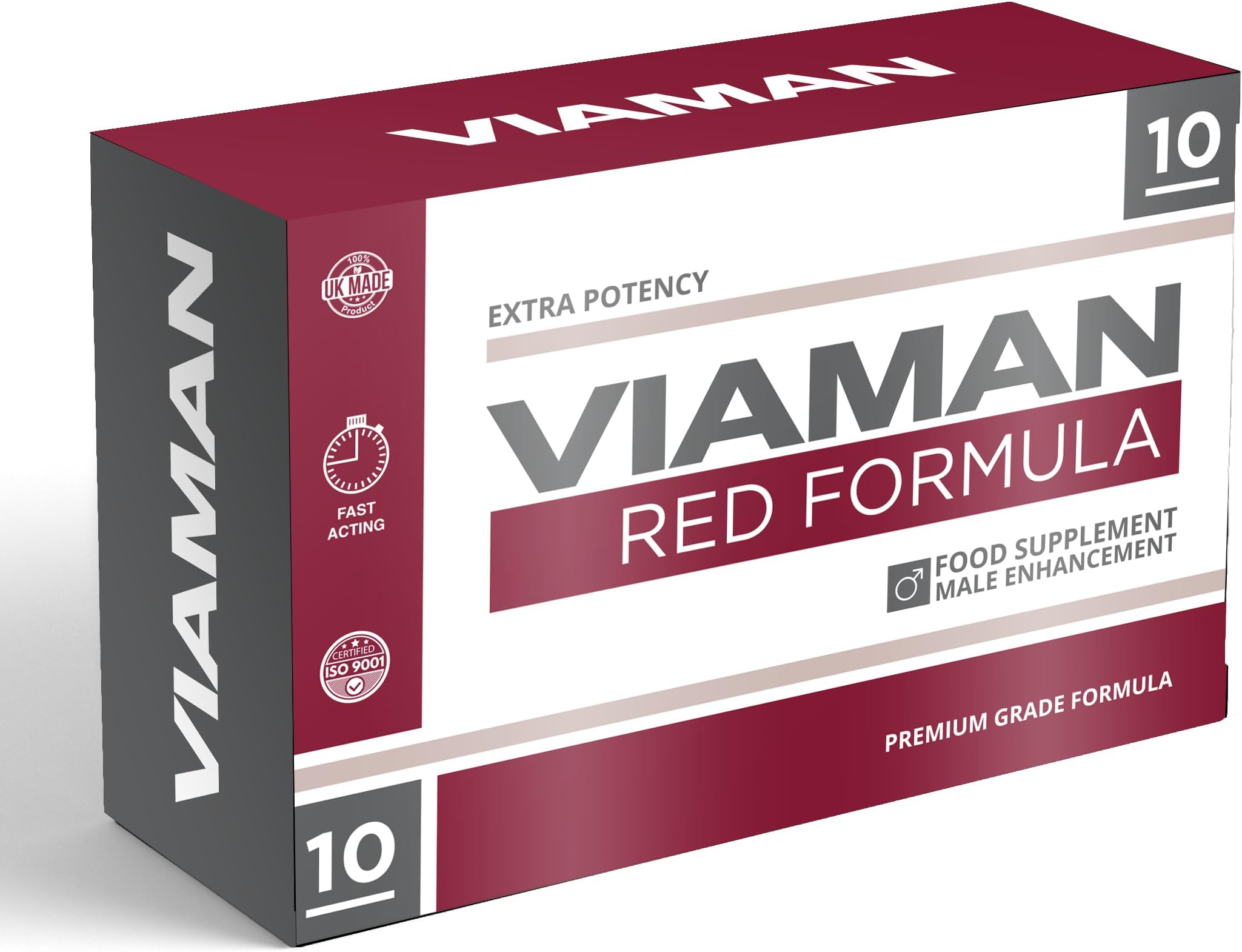 Viaman Red | Extra Power & Performance | Herbal Supplement for Men | Faster Results.10 Capsules, Improved Formulation