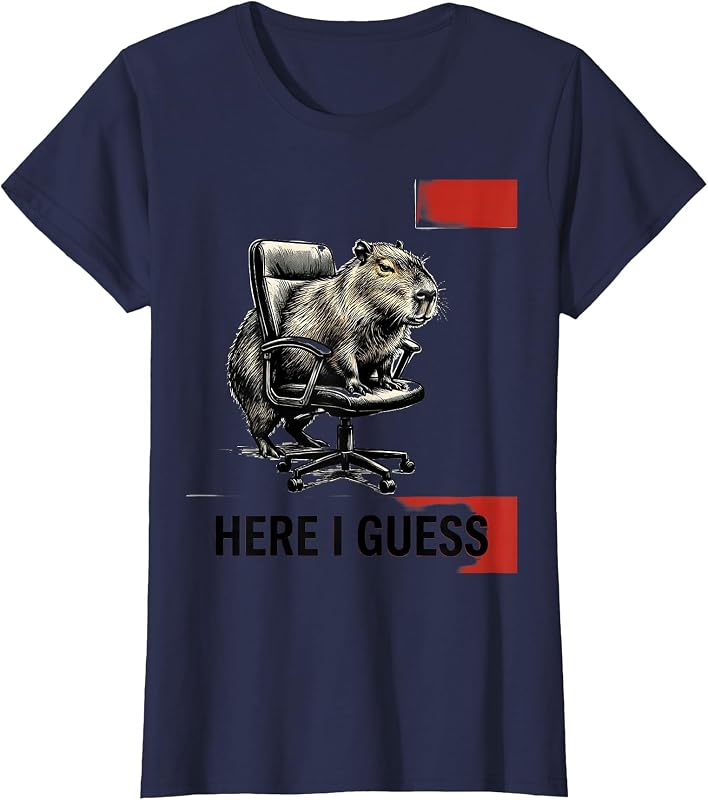 Here I Guess Funny Grumpy Animal Japanese Ink Art Humor T-Shirt