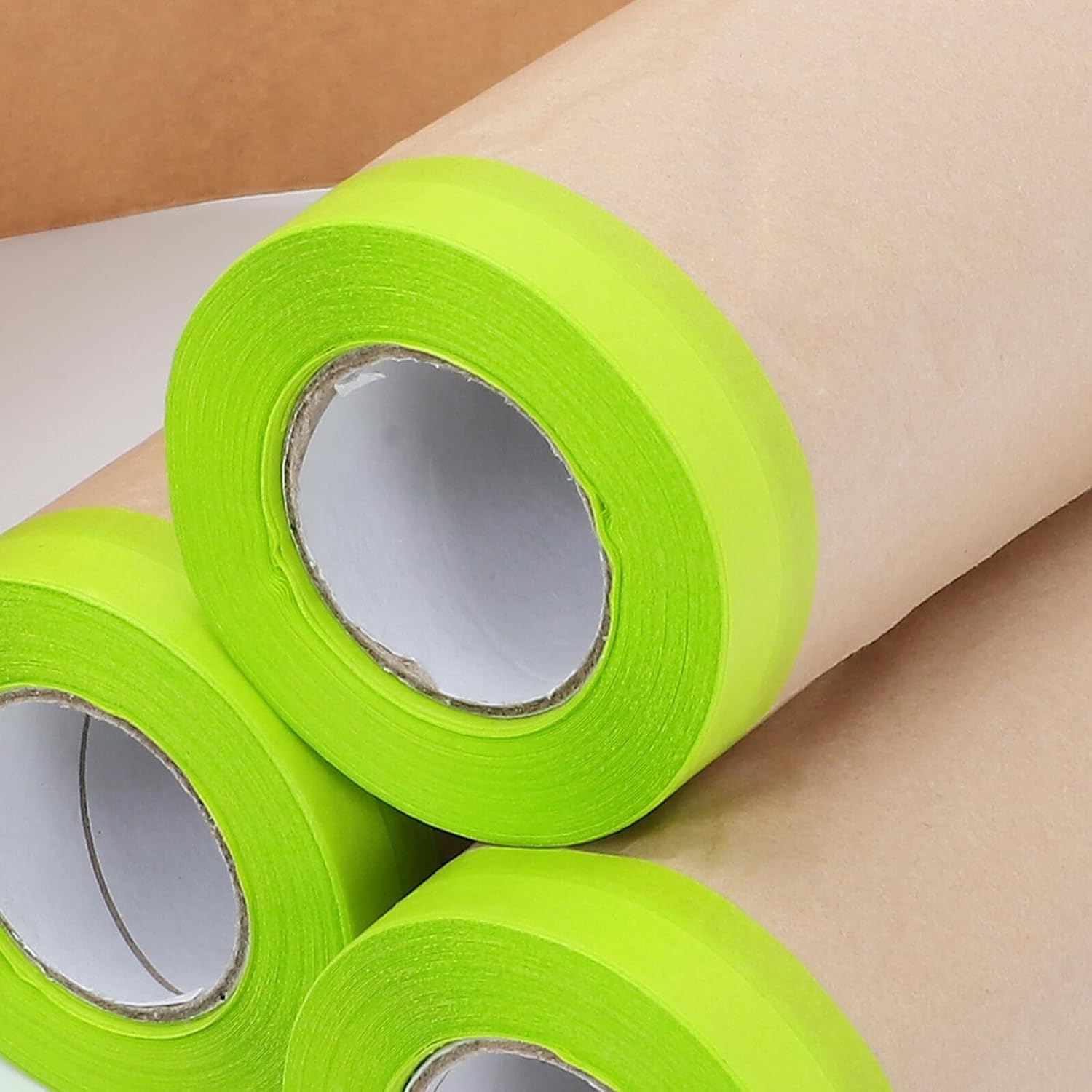 PRETYZOOM Kraft Paper Masking Roll 4pcs 30cm X 12m Dust-Proof Protective Film for Car Painting and Furniture Covering, Painters Paper Roll for Auto Body and Workshop Use
