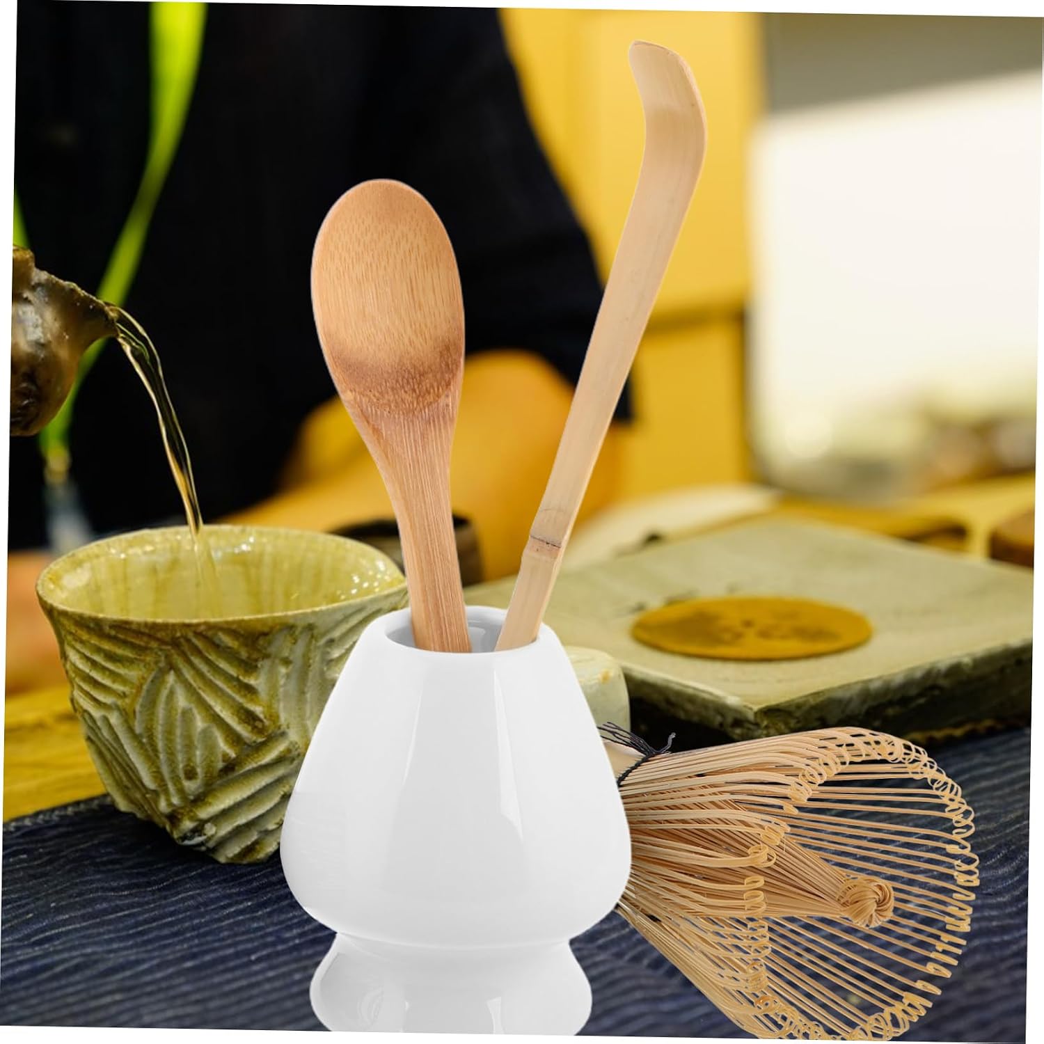 Unomor Matcha Tea Whisk Set Bamboo Whisk Matcha Brush Traditional Japanese Tea Scoop Stirring Spoon Tools for Ceremony Home Use