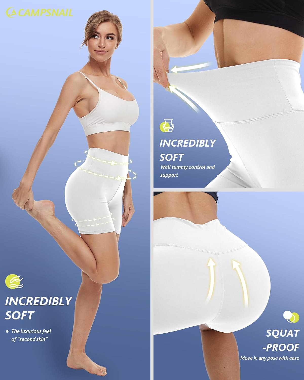 CAMPSNAIL 4 Pack Biker Shorts for Women High Waist - 5"/8" Tummy Control Soft Athletic Yoga Workout Running Gym Shorts thumbnail