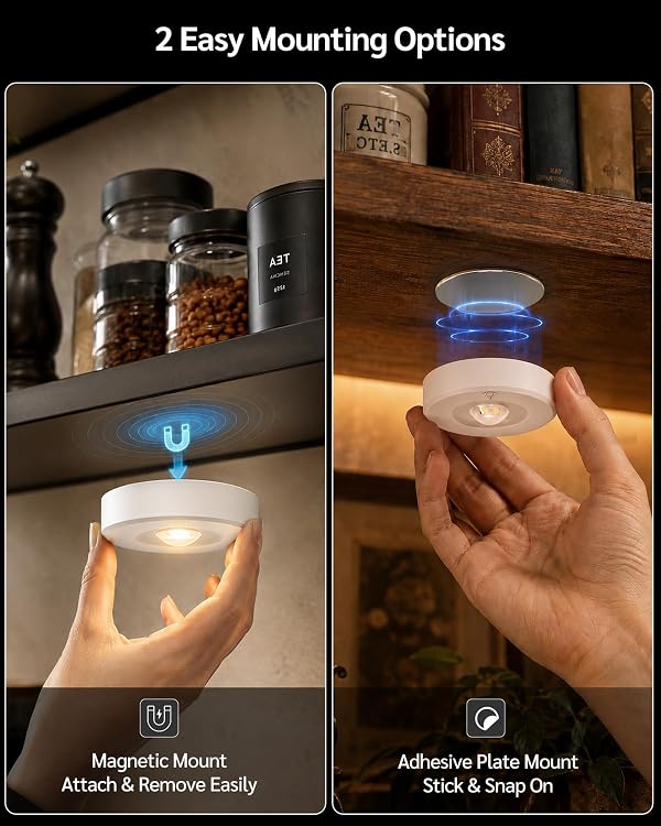 Aokpsrt RGB Puck Lights with Remote Control, 1800mAh Rechargeable Battery, Dimmable & Timer Under Cabinet Lighting for Kitchen, Bedroom, Closet -White 12 Pcs by Aokpsrt - Used condition - Image 4
