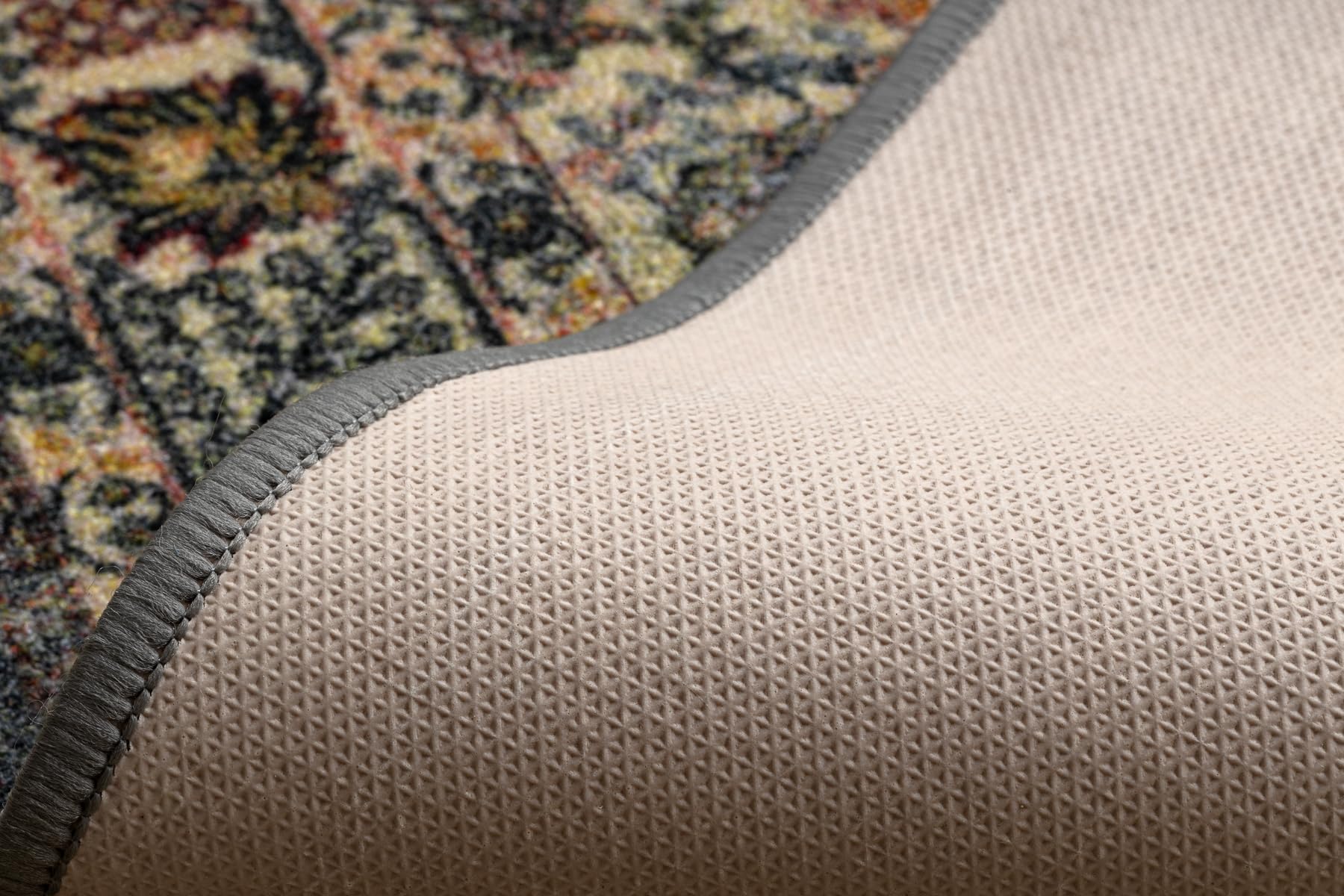 rugsx Alfombra de Pasillo Antideslizante - Diseño Modern Classic - Beige/Gris - Resistente y Fácil de Limpiar para Pasillo, Cocina, Entrada 67x150 cm