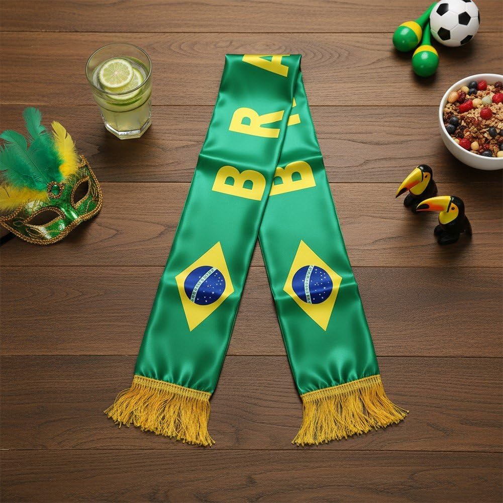 Sciarpa Calcio Brasiliana Verde Gialla Bandiera Brasile Raso