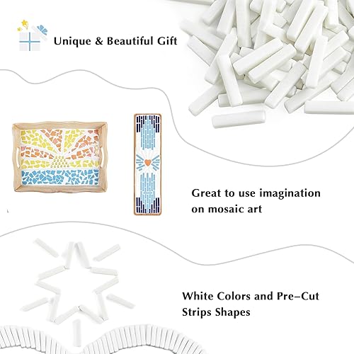 Miniatura 8 de Azulejos de mosaico para manualidades a granel, piezas de vidrio de mosaico de 5.29 oz, azulejos de vidrio con formas de tiras para manualidades,