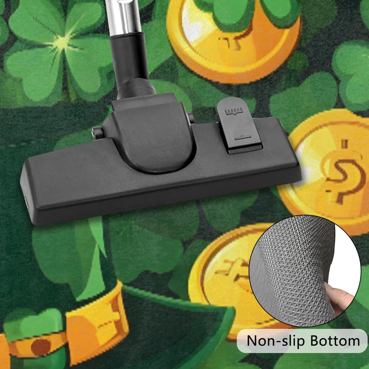 Hat Gold Coin Clover Glow Half Round Door Mat Non-Slip Welcome Entryway Soft Area Rug Absorbent Bathroom Rugs Wear Resistant Indoor Kitchen Mats 24 x 36 in for Home Deck Patio Garage