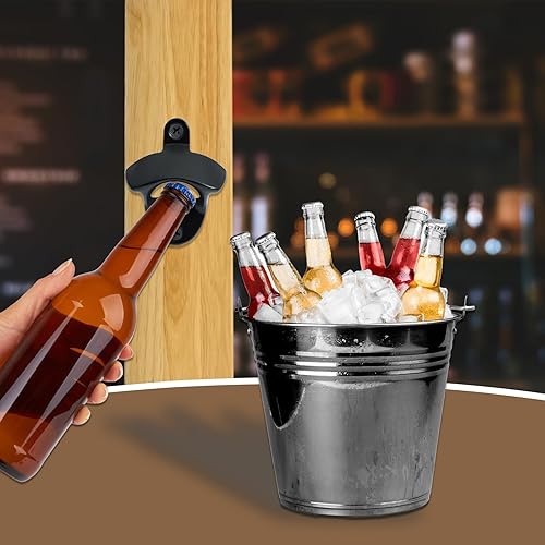 Miniatura 5 de Abrebotellas vintage de 16 piezas, montado en la pared, abrebotellas de tapa de cerveza, adecuado para bares, hoteles, casas KTV, mesa enfriadora de