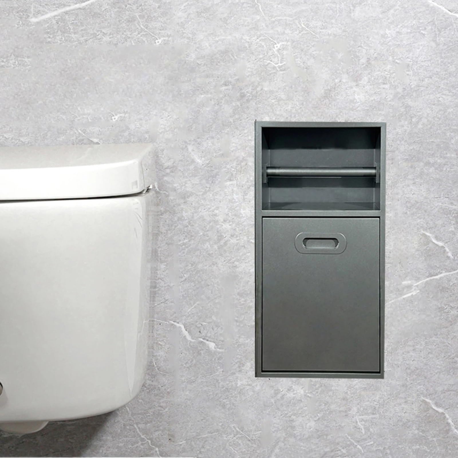 Niche Empotrable Portarrollos Papel Higienico Acero INOX 304 Borde Fino 1mm Resistente al Óxido y Arañazos Accesorios de Baño Moderno Ahorro de Espacio, Plata(Nero,12"/300mm)