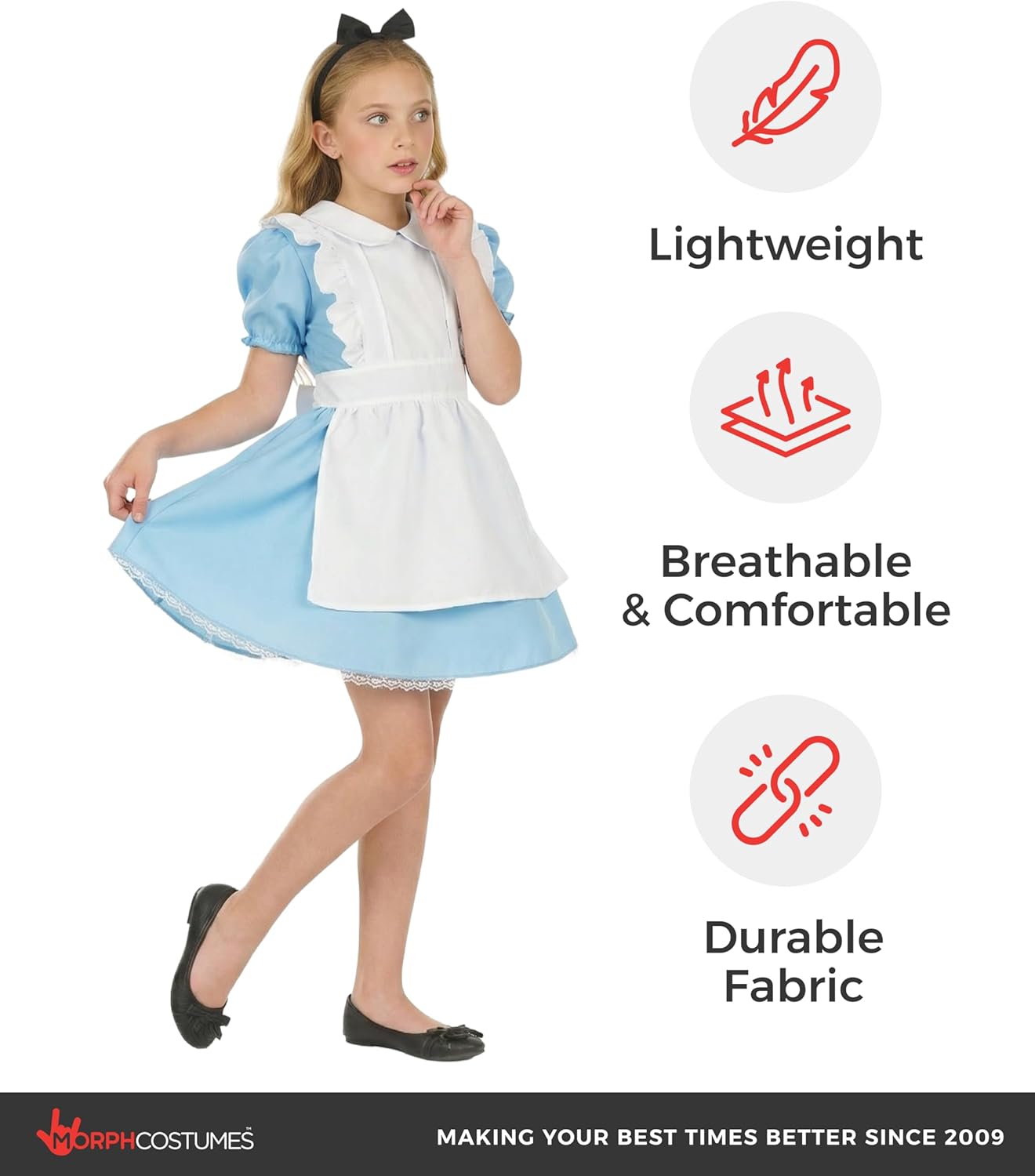 fun shack Alice in Wonderland Costume Kids, Alice Costume Girls, Book Characters Costumes for Kids - Image 4