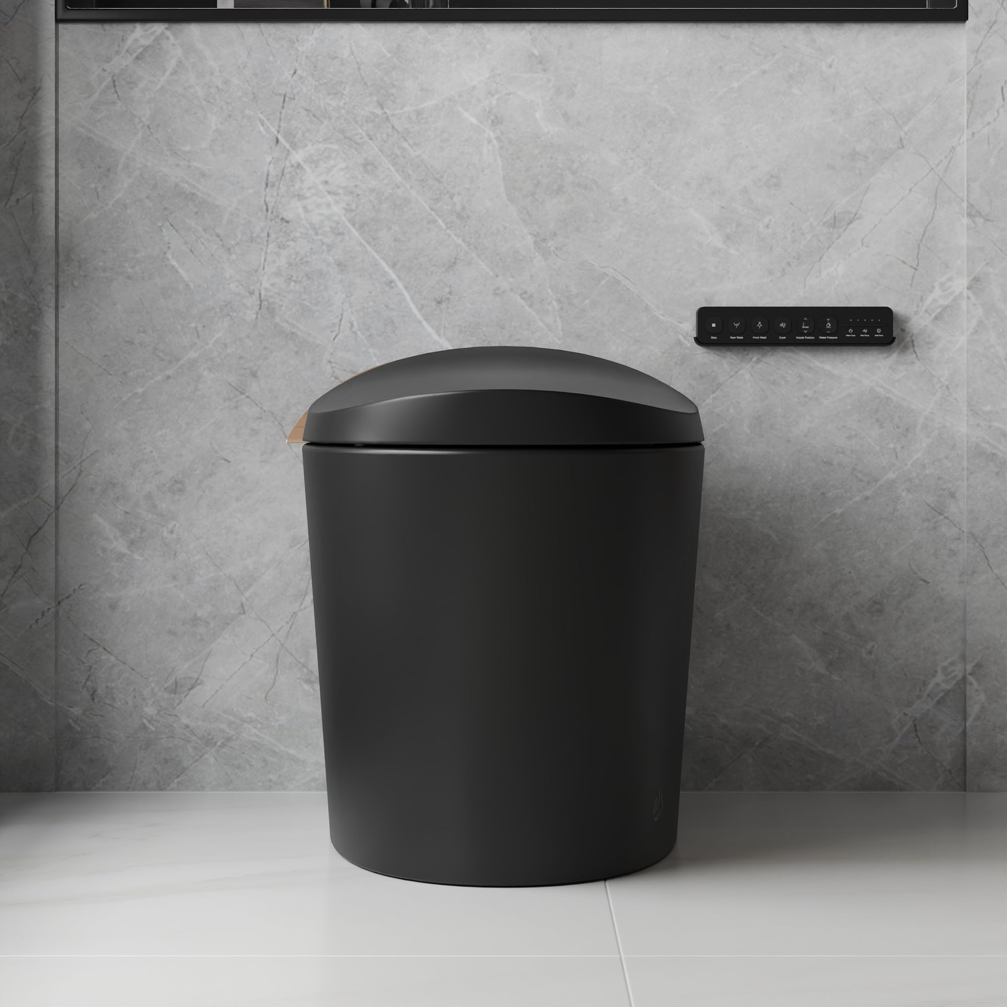 DeerValley Smart Toilet, Tankless Design with Integrated Bidet, Automatic Open/Close Lid, Auto Flush, Heated Seat, Black, Elongated