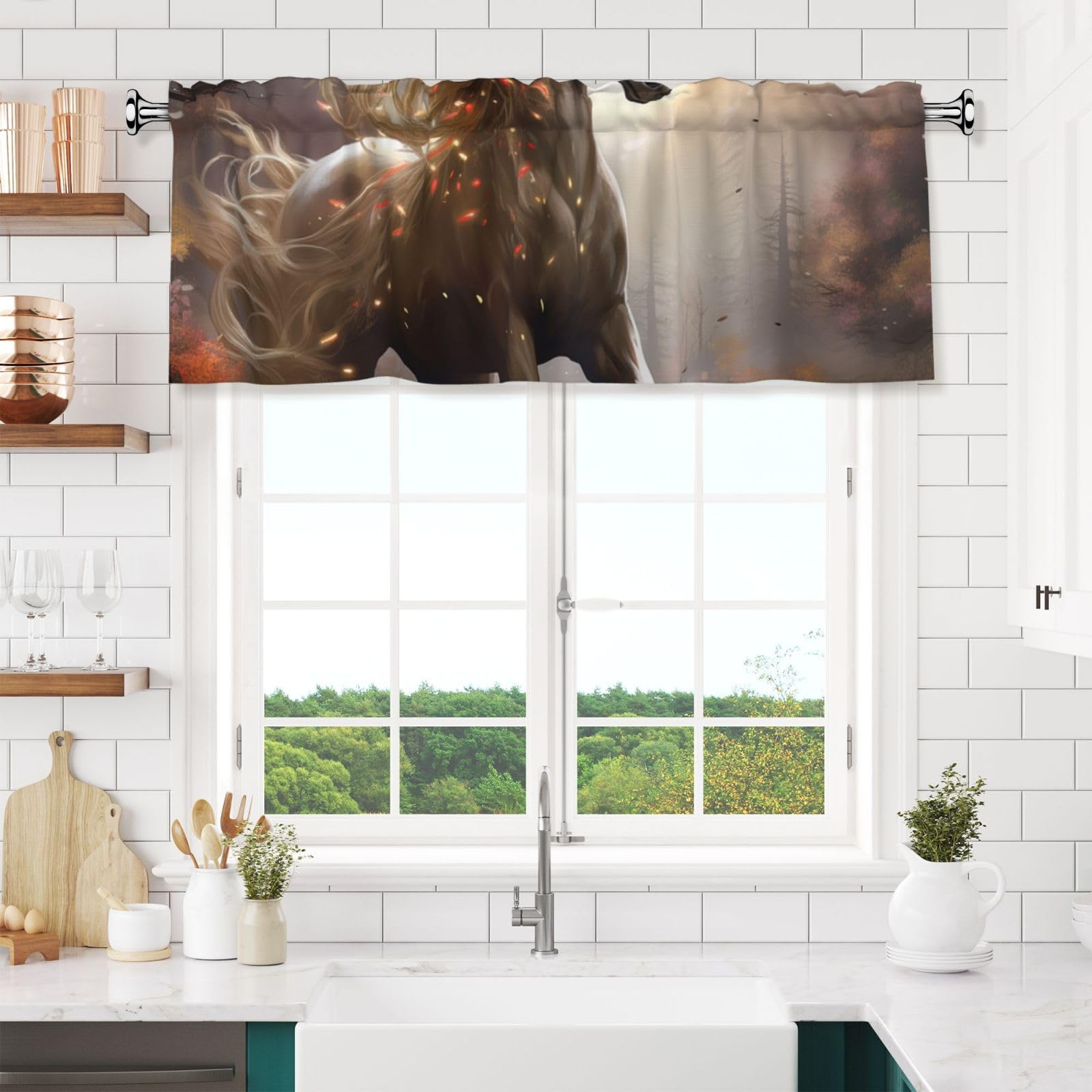 Anceky Valances Curtain for KitchenUnicorns Window Valance Bedroom Curtain Topper Valance Spring Window Valance Curtains Rod Pocket 54x18 Inch