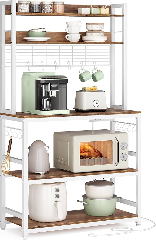 Amazon.com - VASAGLE Bakers Rack with Power Outlet, Microwave