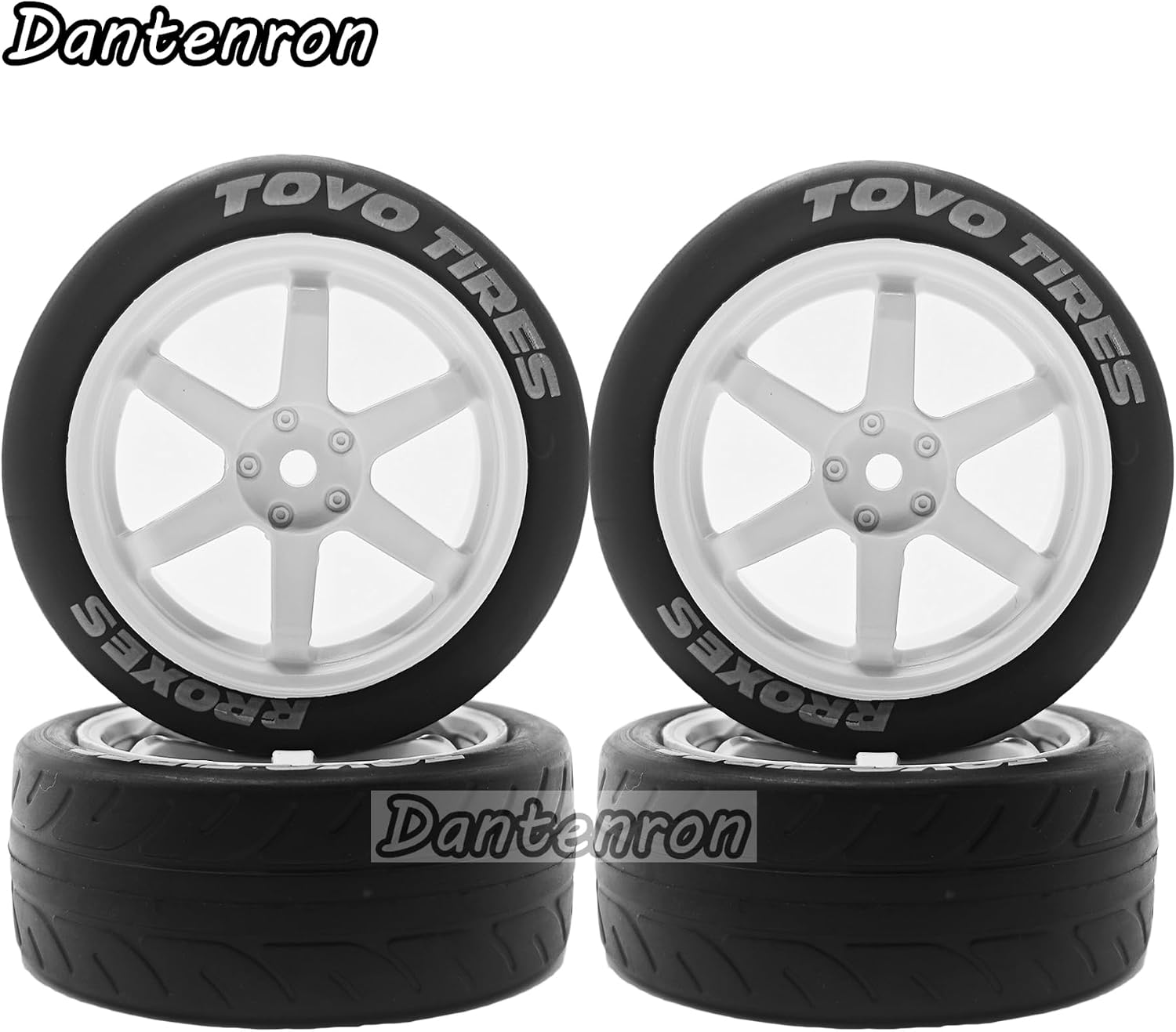 1/10 RC On Road Tires OD 68mm and Hard Plastic Street Wheels 12mm Hex Touring Tyres for 1:10 Rally Racing Drift Car Tamiya TT01 TT02 XV01 HPI KYOSHO HSP PTG2 Traxxas TA06 A959 4PCS (White)