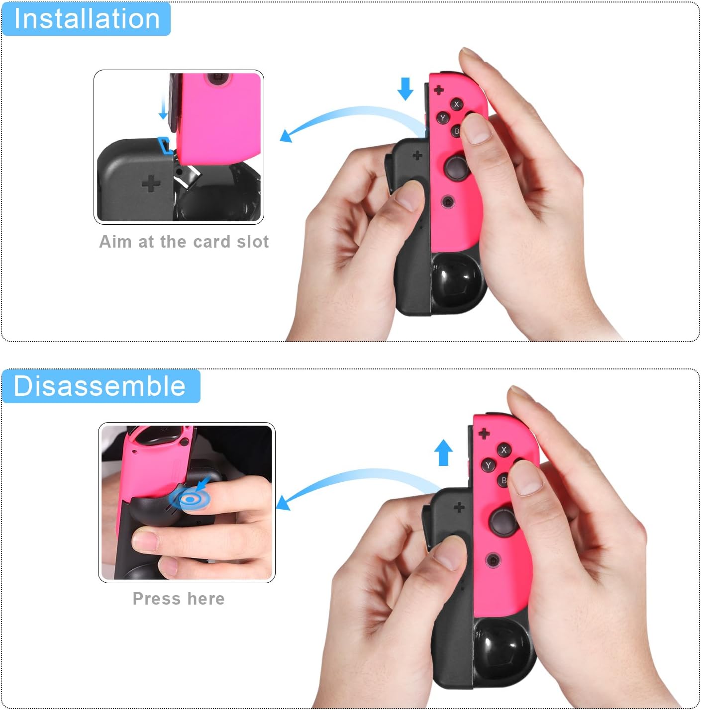 Mini Charging Dock Charger for Nintendo Switch Joy-Con with Low Battery Reminder and LED Charger Indicator - Black, 2 Packs : Video Games