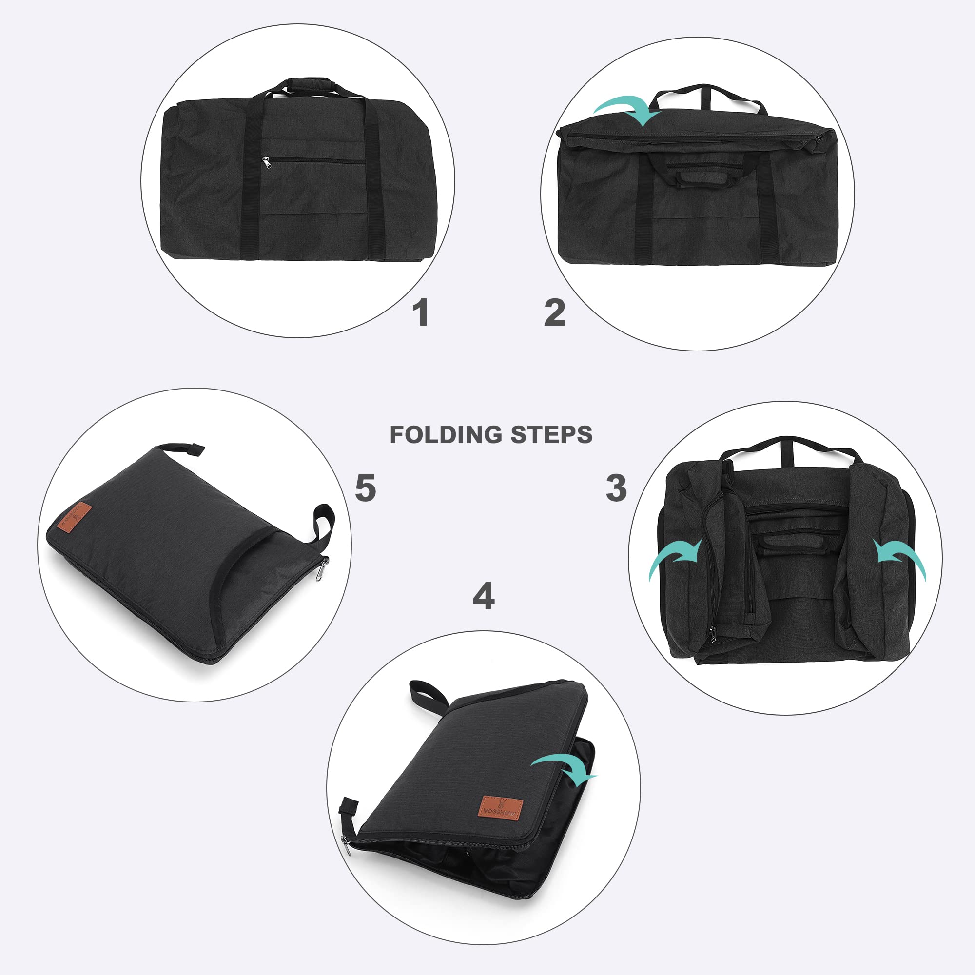 Vogshow 120L Bolsa de Viaje Plegable Grande, Bolsa Ligera Impermeable Plegable Bolsa de Fin de Semana, Bolsa Deporte con Compartimento para Zapatos para Hombres y Mujeres