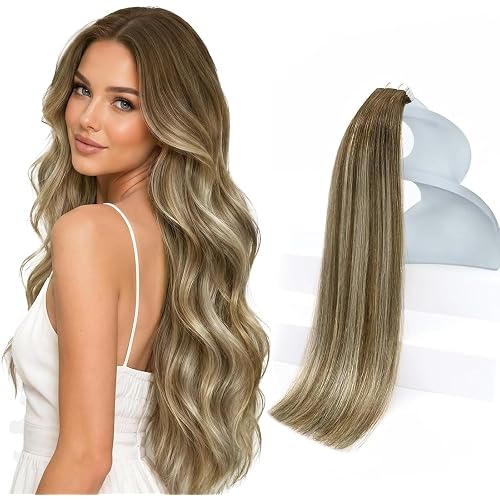 Sunny Hair Tape in Hair Extensions Human Hair Balayage 12 Inch for Parties