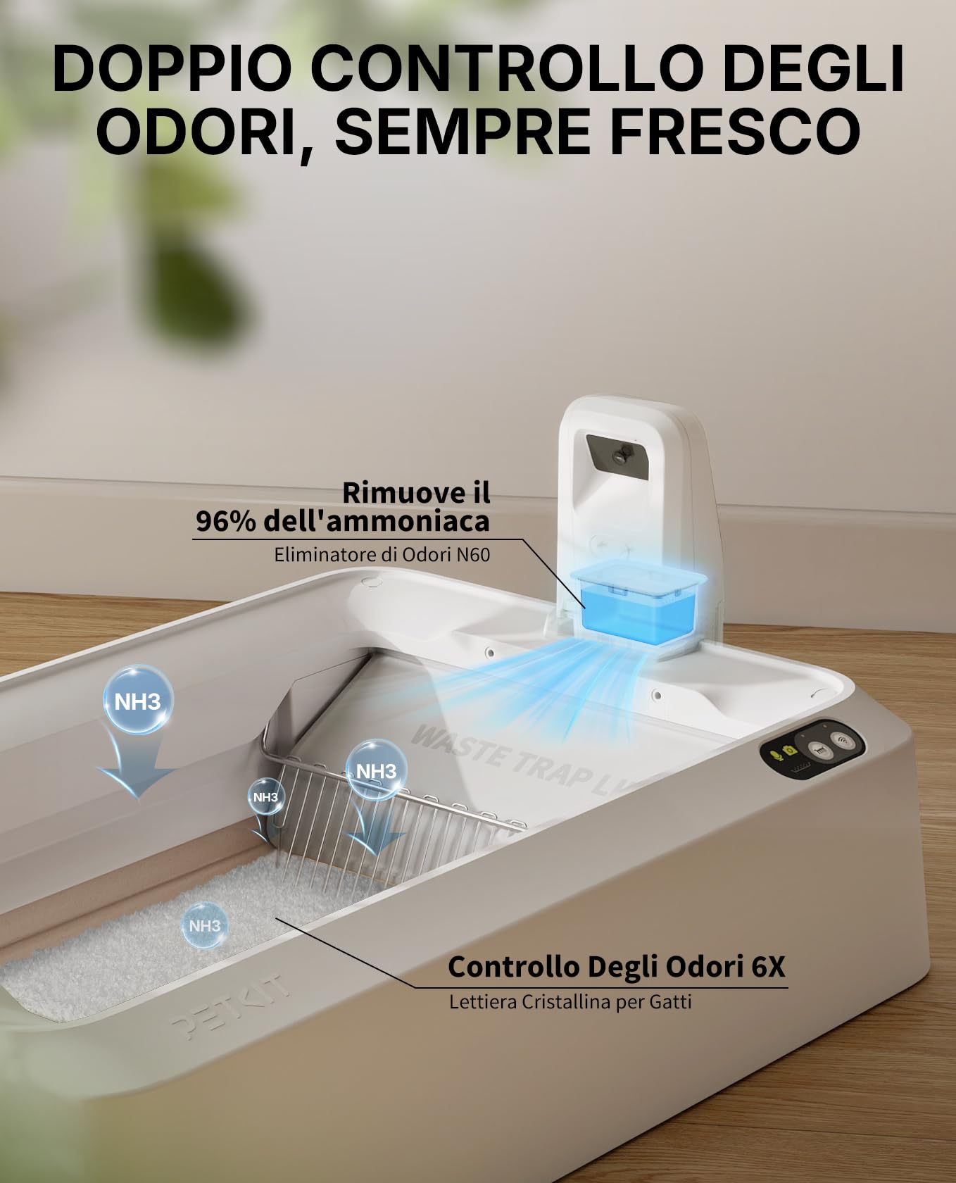 PETKIT PUROBOT CRYSTAL DUO Lettiera Gatto Autopulente con Telecamera AI, Monitoraggio APP, Deodorizzazione Doppia, Design Aperto Sicuro, Doppio Vano Raschiatura Bidirezionale per Gatti Grandi, Bianco