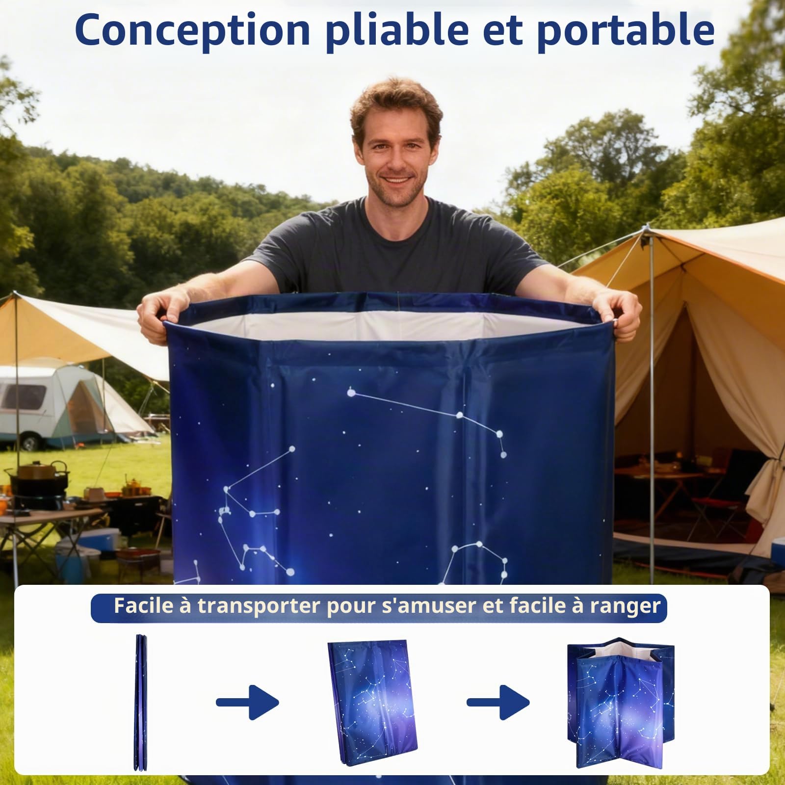 YYW Baignoire pliable pour adultes, grande baignoire plongeante pliable pour récupération, convient pour la maison, l'extérieur, les gymnases (Planet Purple 80 - Ensemble isolant)