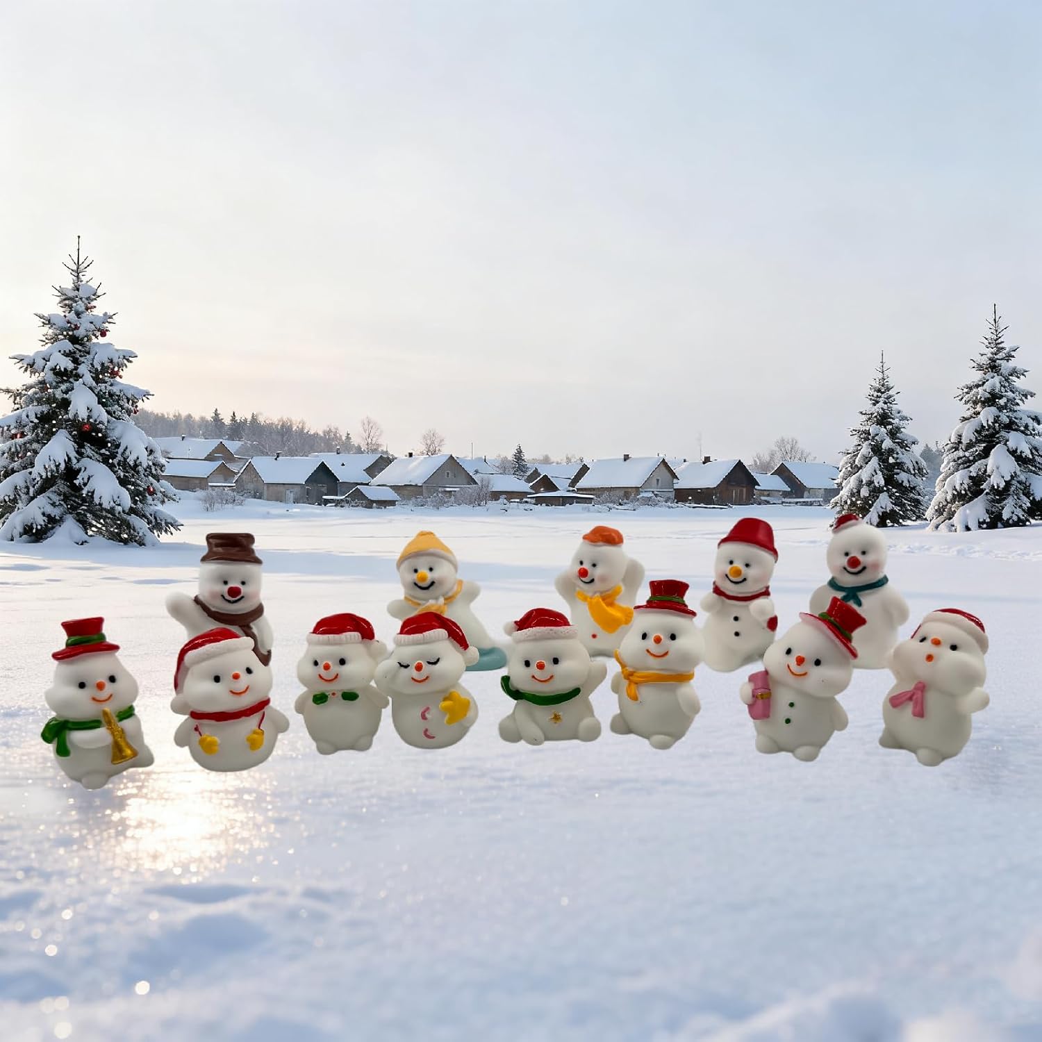 20 Pcs Mini Christmas Snowman Figurines, Winter Miniature Snowmen Ornaments for Christmas DIY Craft Fairy Garden Desktop Decor - Image 4