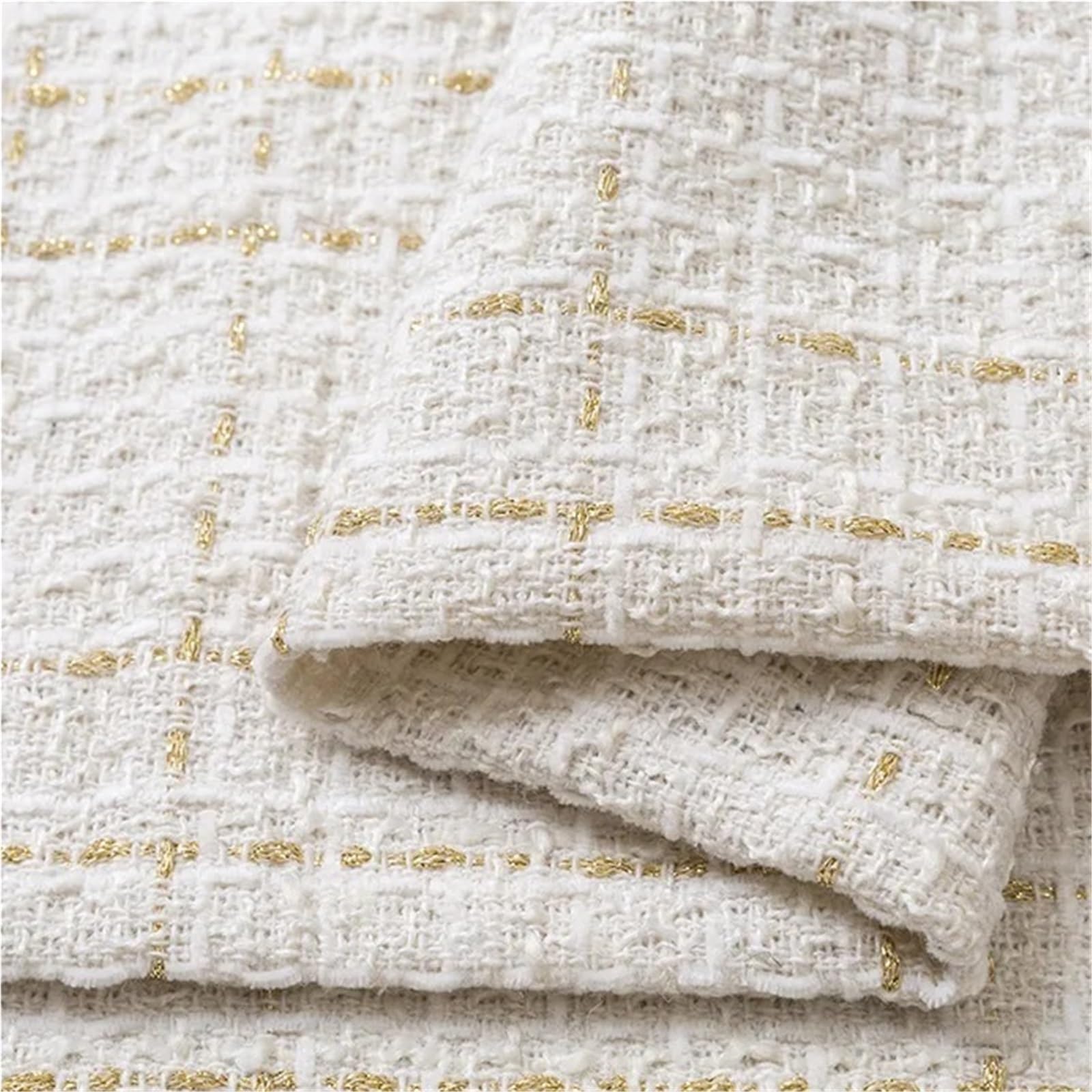 Tradycyjna tkanina tweedowa, Polyester Tweed Brocade Plaid Fabric Multicolor 1m x 150cm Woven DIY Sewing(Color 10)