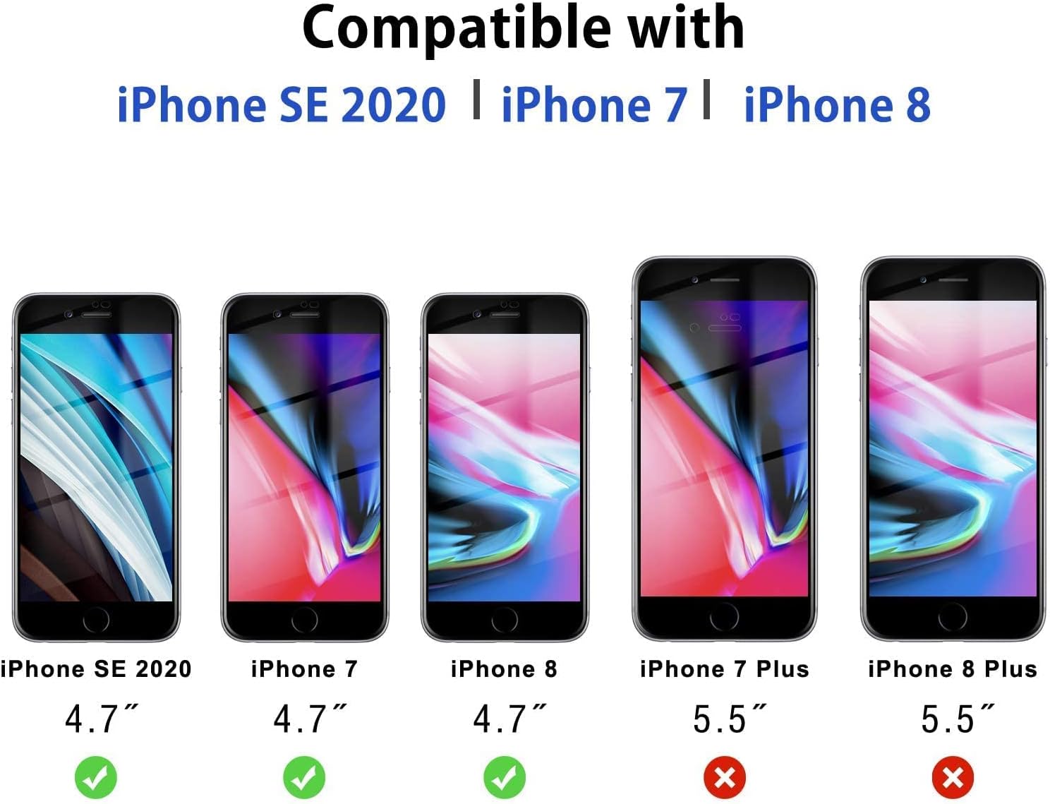 Tensea Compatible iPhone SE 2020 iPhone 8 and 7 Privacy Screen Protector 4.7 inch, Apple Anti-Spy Tempered Glass Film with 3D Full Coverage Black Frame for iPhone SE 2nd Gen, 8, 7, 2 Pack