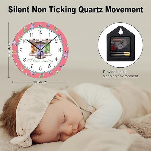 Miniatura 10 de Reloj de pared de cocina francesa de chef de 12 x 12 pulgadas, relojes de pared de PVC de calidad de cuarzo sin tictac, vintage, fácil de leer,