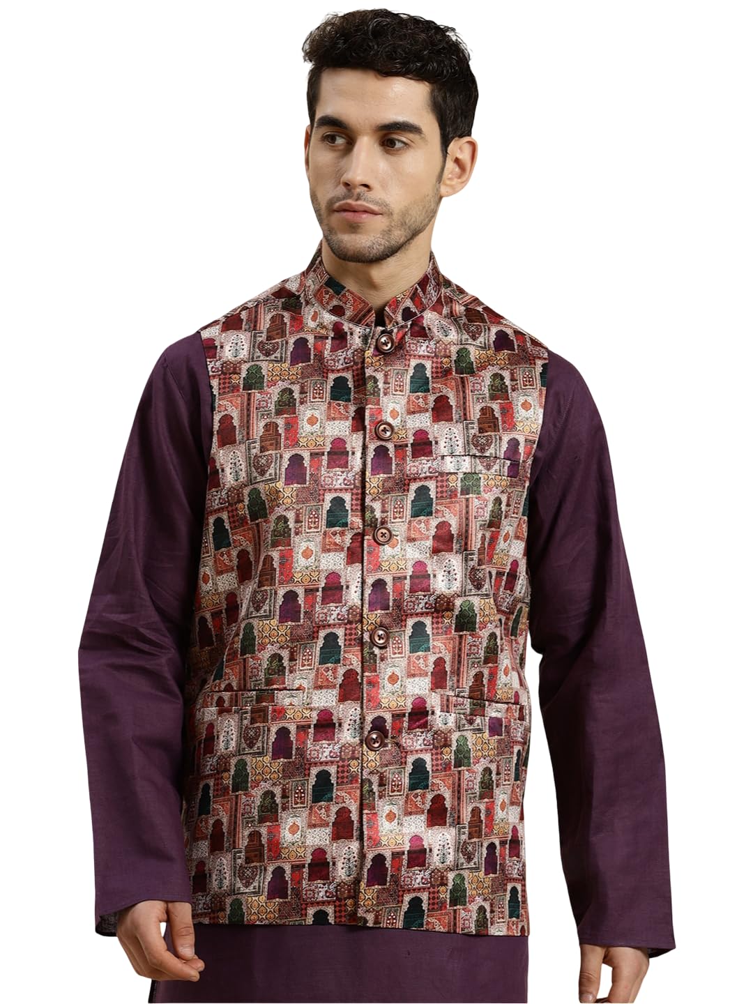 jompers Ethnic Printed Nehru Jacket for Men-picture-14
