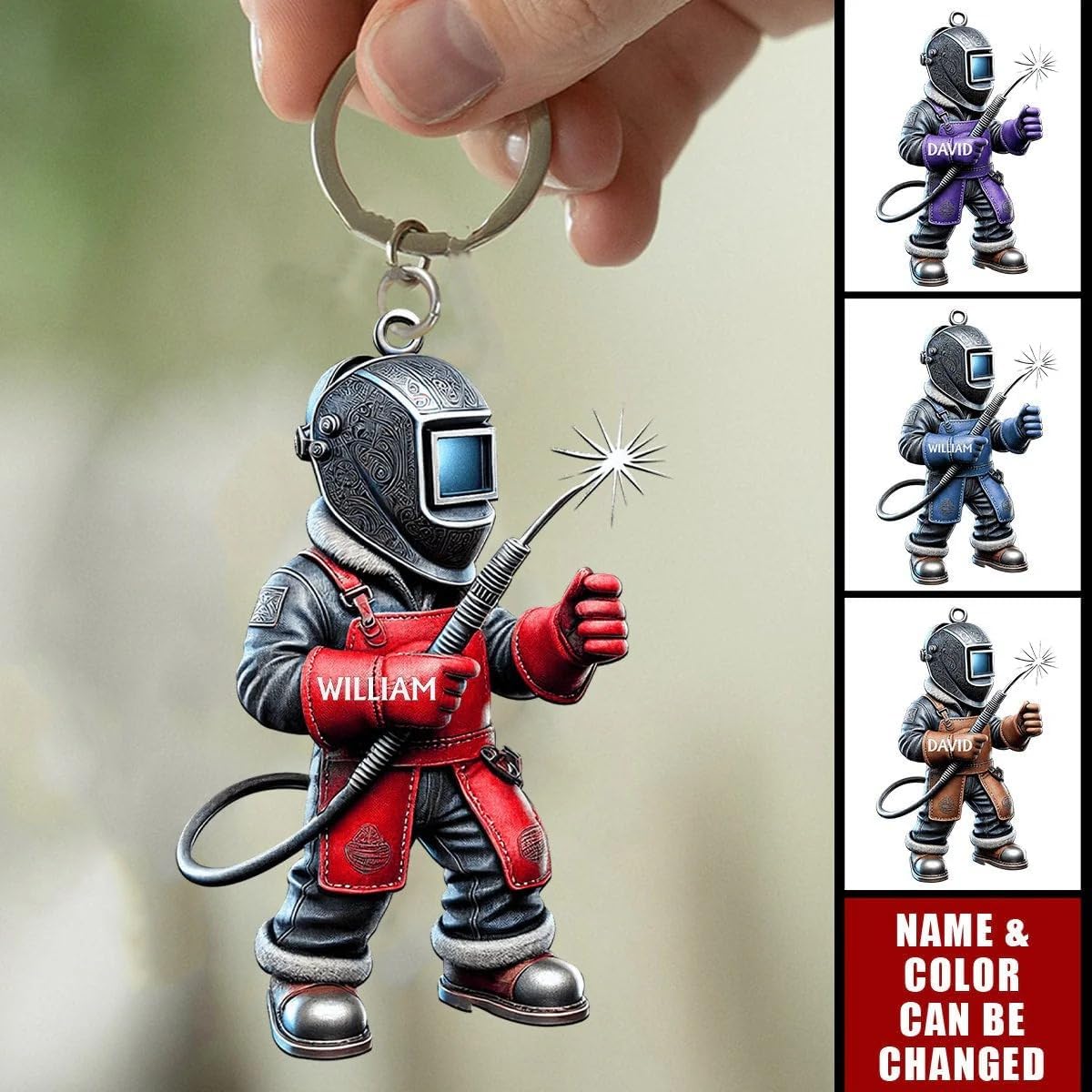 Personalized Welder Custom Name Keychain, Gift For Welder Welding Supplies, Custom Welder Keychain, 3D Effect Welders Holiday Decor, Gift For Welder Man Christmas Gifts for Dad Brother Husband
