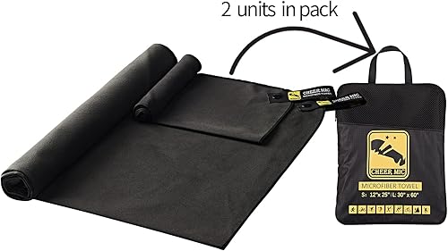 Miniatura 7 de Paquete de 2 toallas de microfibra de secado rápido, ligeras y compactas para playa, viajes, yoga, deportes, campamento (grande (30 x 60 pulgadas) +