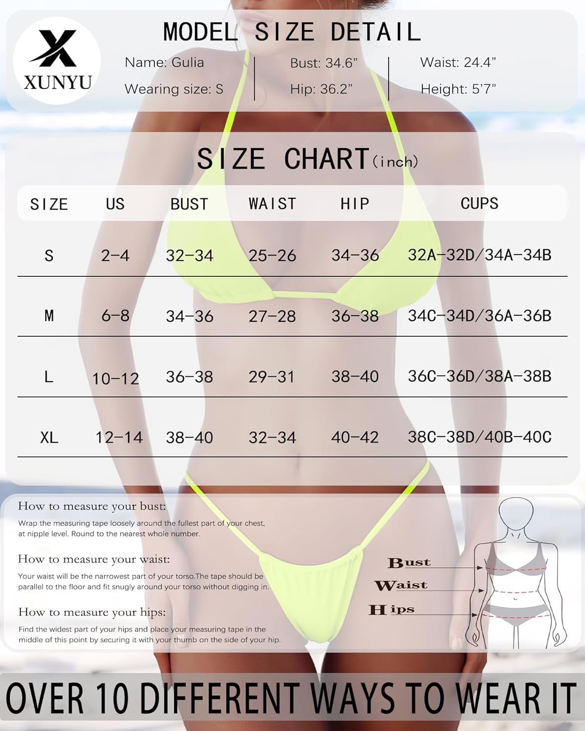 XUNYU Thong Bikini Sets for Women - Brazilian Micro String Bikinis Sexy Two Piece Swimsuit Triangle Top Halter Bathing Suits - Image 6