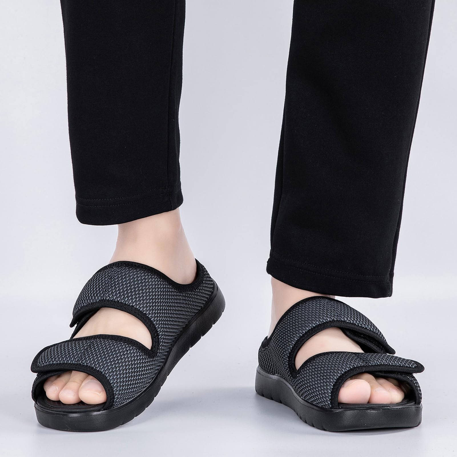 Sandali Diabetici Donna Uomo Scarpe Ortopediche Larghe Ciabatte Estive a Strappo Sandali Riabilitativi Apertura per Piedi Gonfi