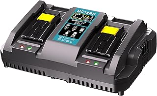 【Faster】 Dual 18V 3.0A Charger Replacement for Makita Battery Charger 14.4V and 18V LXT Lithium-Ion Batteries BL1850 BL1840B BL1820 BL1815 BL1860 BL1430 BL1450 Drill Tool Battery Charger (2 Port)