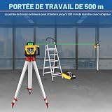Samger Laser Auto-nivelant Rotatif IP54 Niveau Laser 360 Vert, Horizontal Vertical, 1.65M Règle de Mesure en Aluminium, 5M Trépied à 5 Sections, Plage de Travail 500M, avec Télécommande, Destinataire - 2