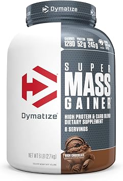 Dymatize Super Mass Gainer Protein Powder 52g Protein 1280 Calories 6 Pound Gourmet Vanilla & Rich Chocolate (Pack of 2)
