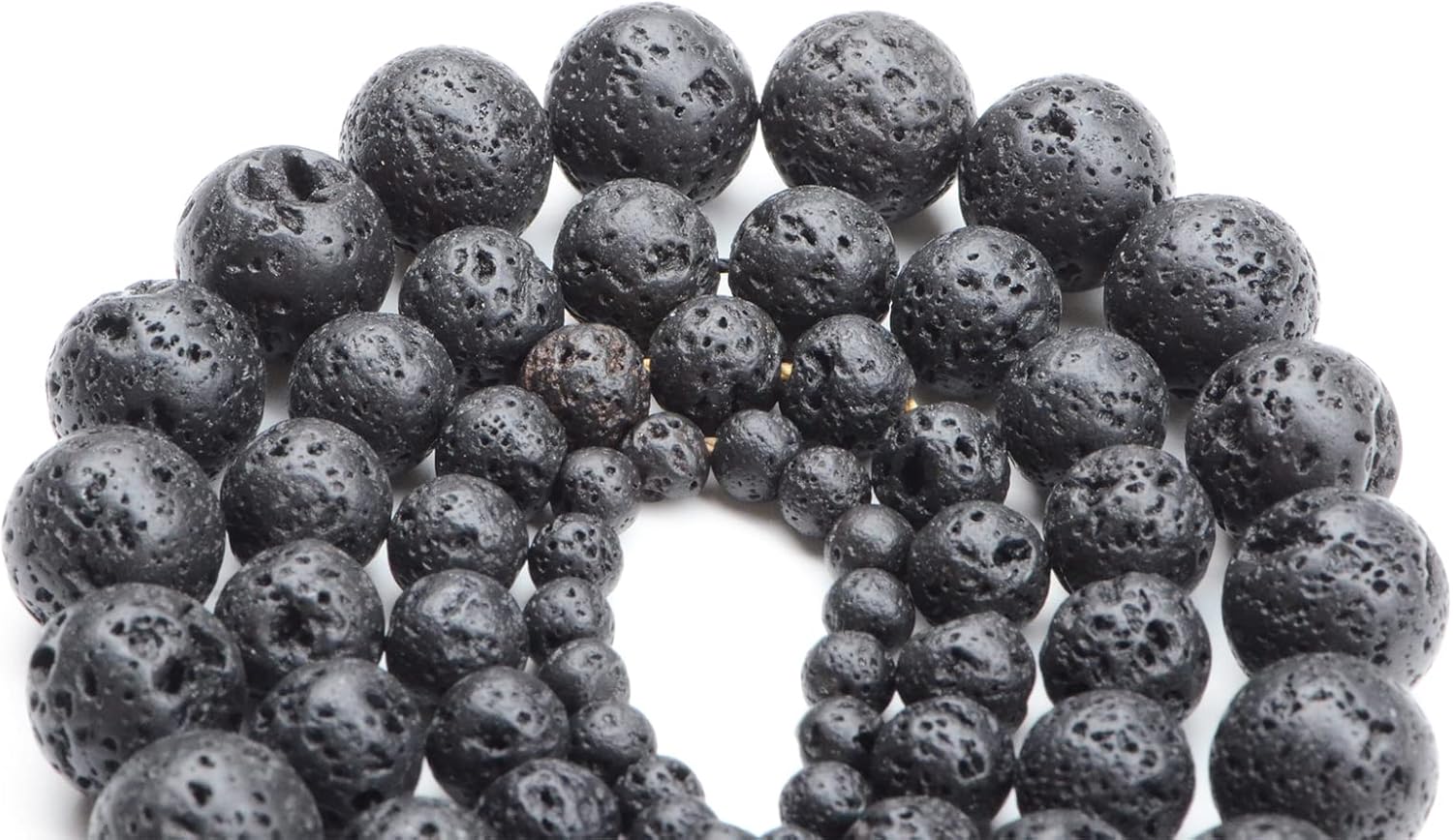 Bymitel 60 pcs Natural Genuine Real Round Loose Stone Beads Gemstone Spacers for Charm DIY Jewelry Making 15.5" per Strand 6mm (Black Volcanic Lava, 6mm) - Image 3