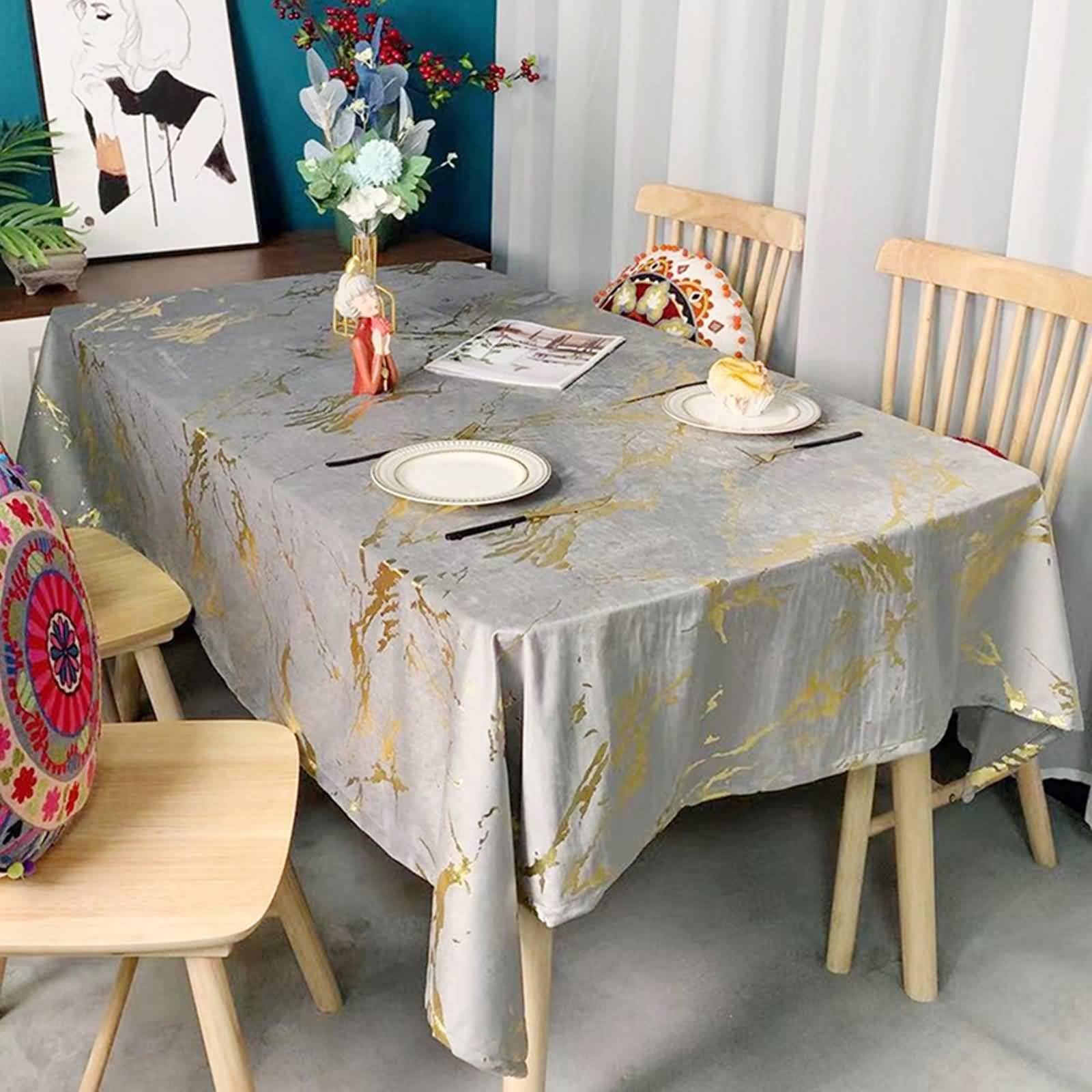 Nappe anti tache grise rectangle 140 x 220 fini les corvées de lavage après les repas