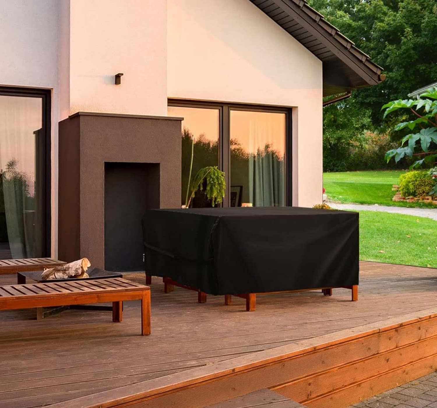 Generico Telo Copri Mobili Giardino Impermeabile 600d Antivento Antipioggia | Resistente Ai Raggi E Alla Luce Solare, Adatto Per Tavoli (200x100x85cm)